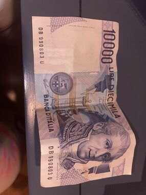 Vintage 10,000 Lire Decorative Banknote - Blue Cream